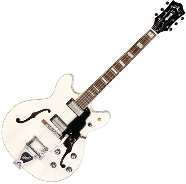 ギター Guild STARFIRE V White Guild Starfire V Bigsby - white Semi-hollow electric guitar