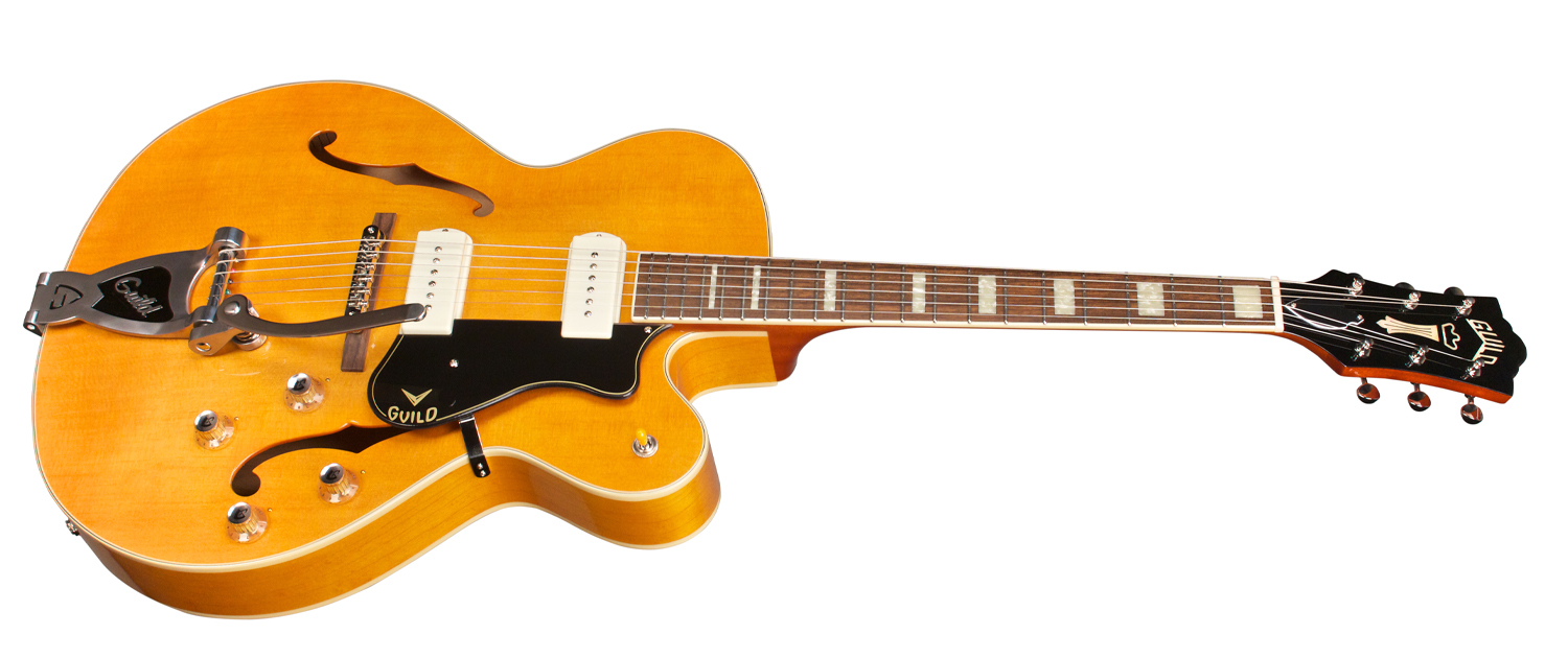 Guild X-175b Manhattan Newark St Collection Bigsby +etui - Blonde - Guitare Électrique 1/2 Caisse - Variation 2