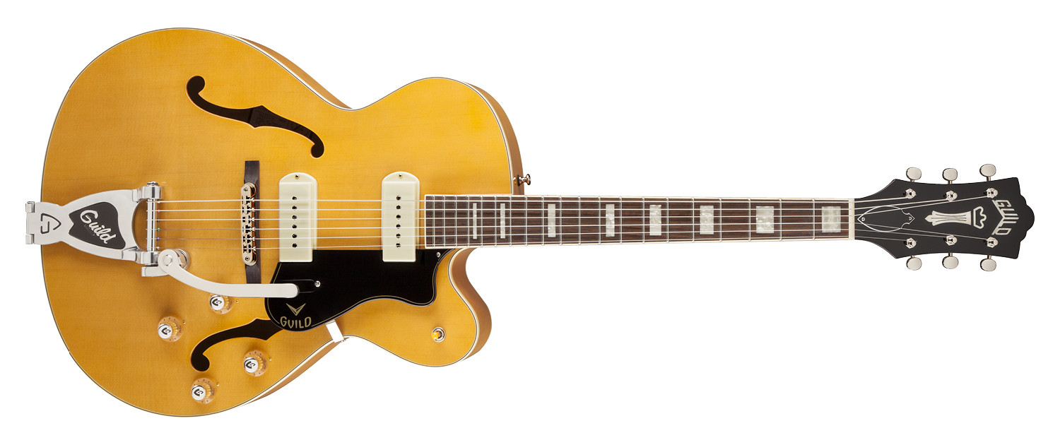 Guild X-175b Manhattan Newark St Collection Bigsby +etui - Blonde - Guitare Électrique 1/2 Caisse - Variation 3