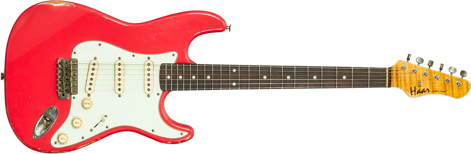 Haar Guitars Trad S 3s Klopppmann Trem Rw #43486 - Aged Fiesta Red - Guitare Électrique Forme Str - Main picture