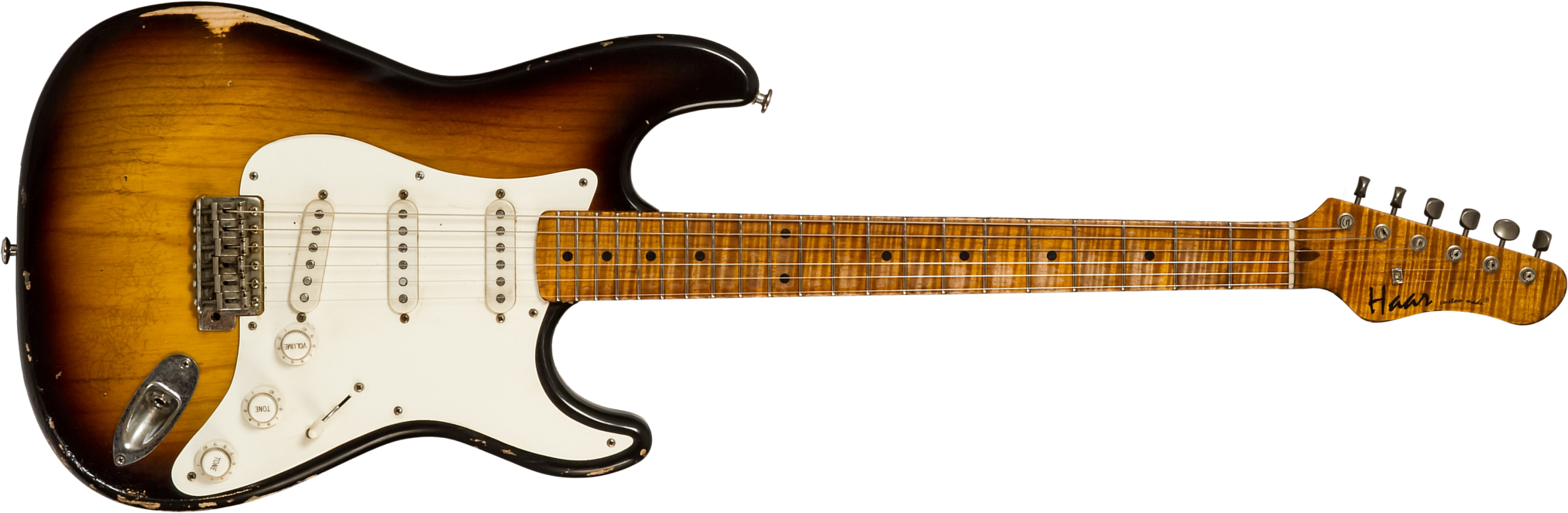 Haar Guitars Trad S 3s Lindy Fralin Trem Mn #42272 - Aged 2-tone Tobacco - Guitare Électrique Forme Str - Main picture