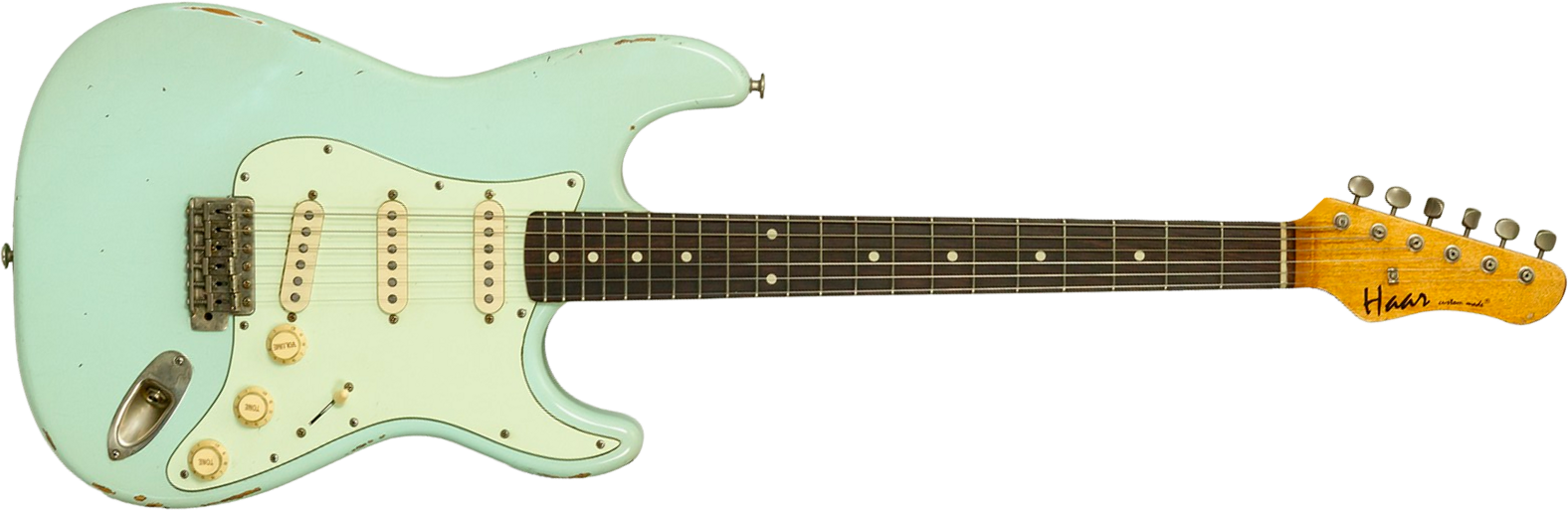 Haar Guitars Trad S 3s Lindy Fralin Trem Rw #43487 - Aged Surf Green - Guitare Électrique Forme Str - Main picture