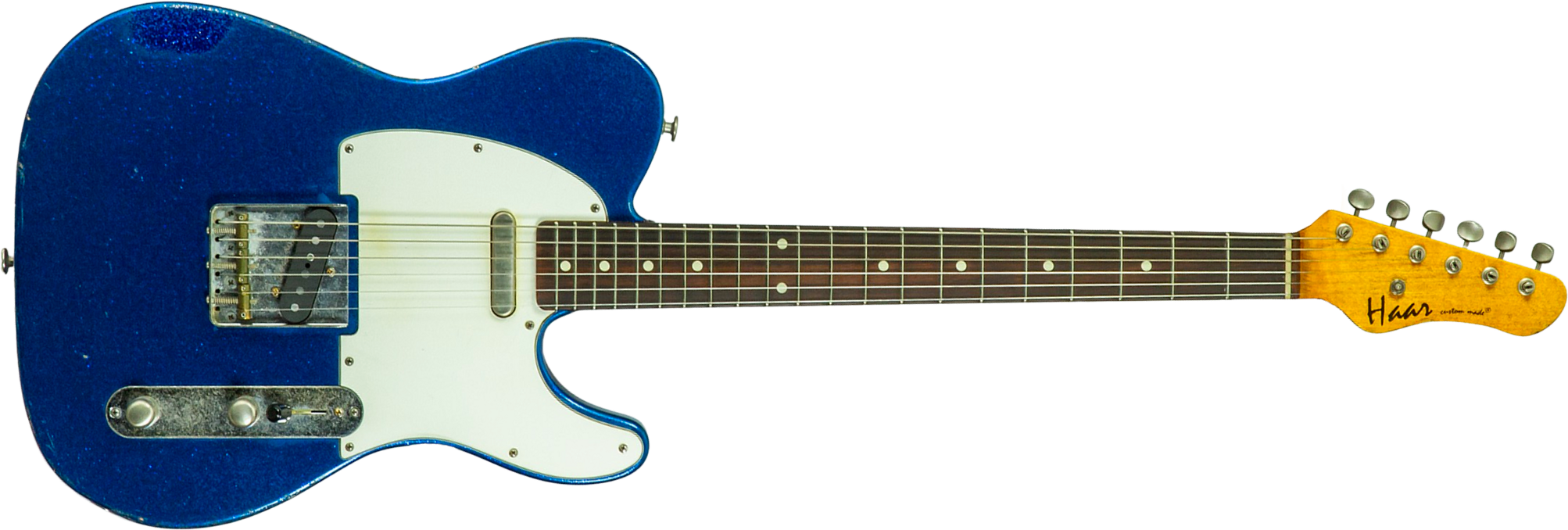 Haar Guitars Trad T 2s Lindy Fralin #43671 - Aged Sparkle Blue - Guitare Électrique Forme Tel - Main picture