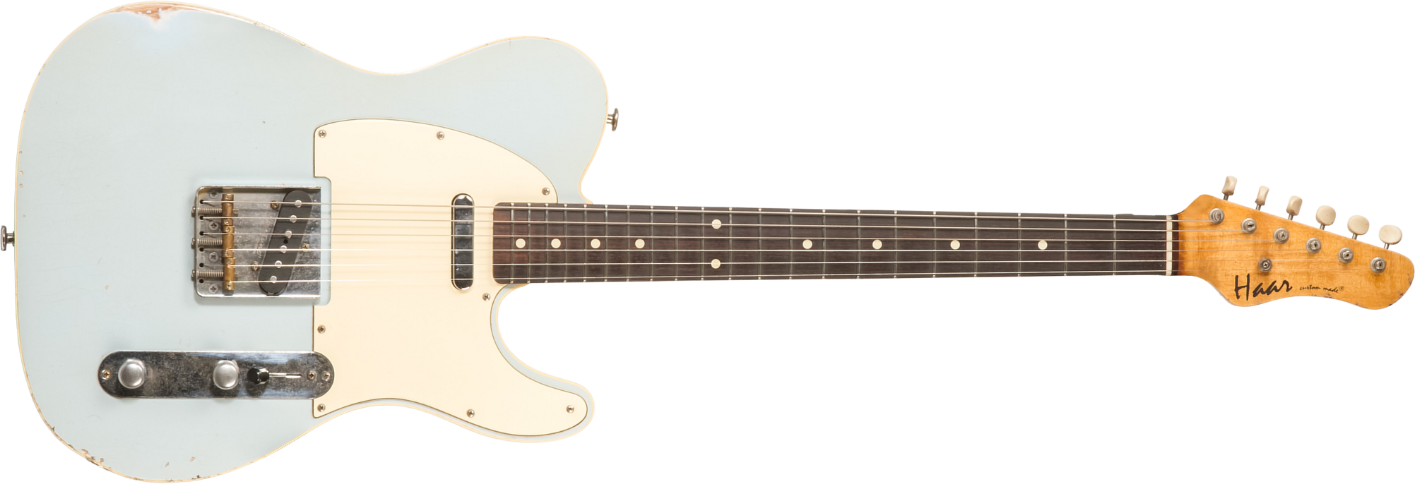 Haar Guitars Trad T Custom 2s Lindy Fralin Ht Rw #42268 - Aged Sonic Blue - Guitare Électrique Forme Tel - Main picture