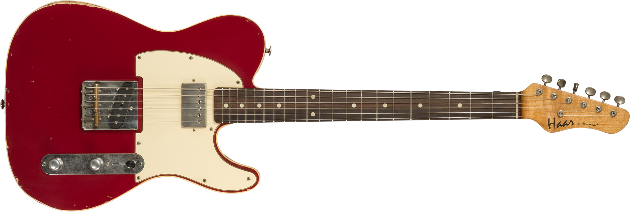 Haar Guitars Trad T Custom Sh Lindy Fralin Ht Rw #42271 - Aged Burgundy - Guitare Électrique Forme Tel - Main picture