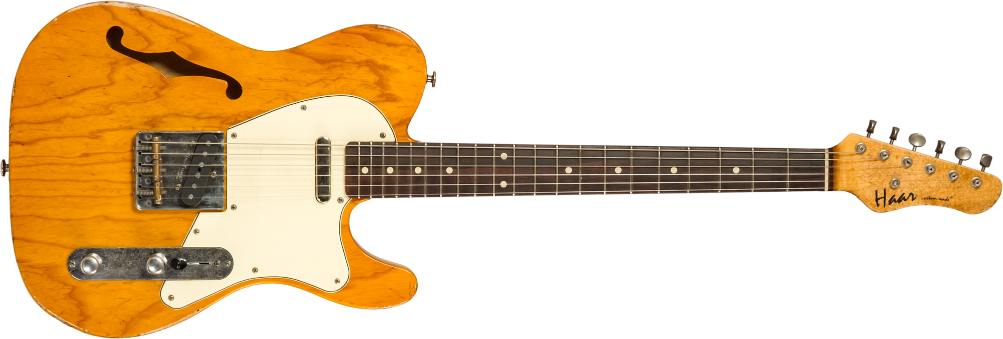 Haar Guitars Trad T Thinline 2s Lindy Fralin Ht Rw #42269 - Aged Orange Antique - Guitare Électrique Forme Tel - Main picture