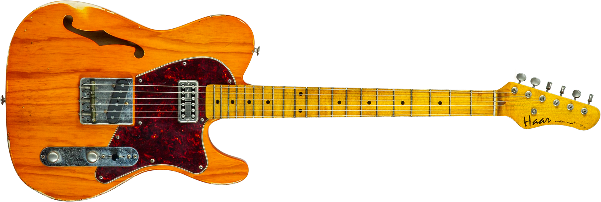 Haar Guitars Trad T Thinline Sh Tv Jones / Lindy Fralin Mn #43674 - Aged Orange See Through - Guitare Électrique Forme Tel - Main picture