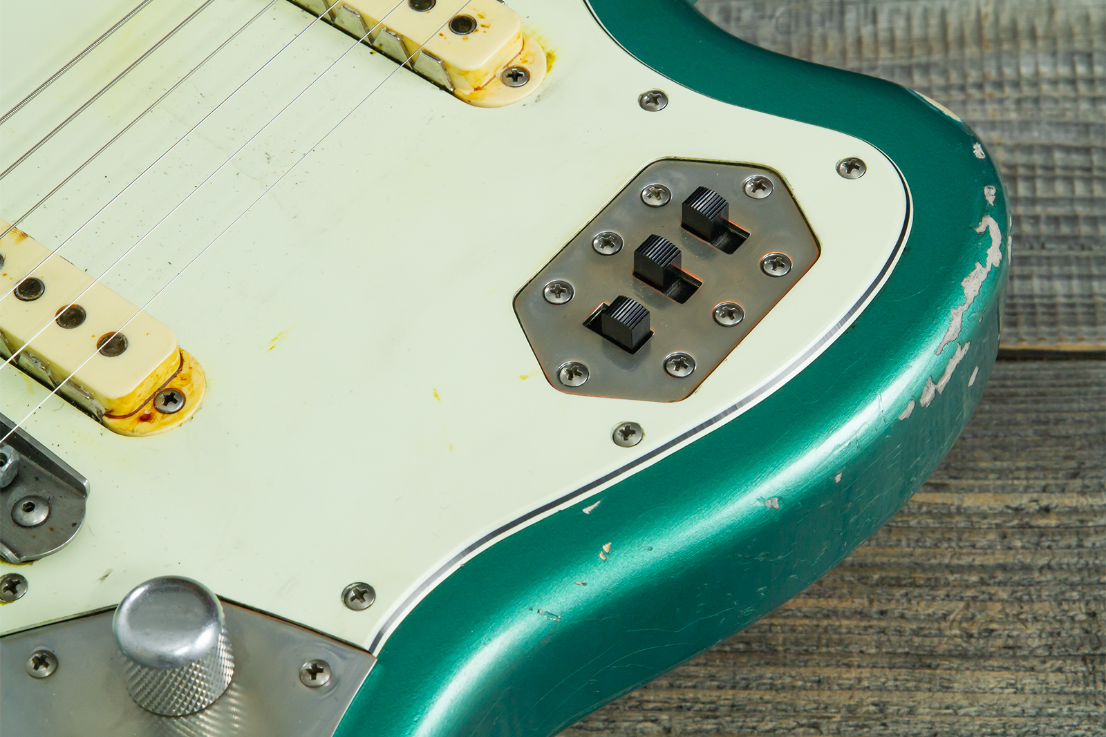 Haar Guitars Trad Jg 2s Amber Trem Rw #43594 - Aged Sherwood Green Metallic - Guitare Électrique RÉtro Rock - Variation 9