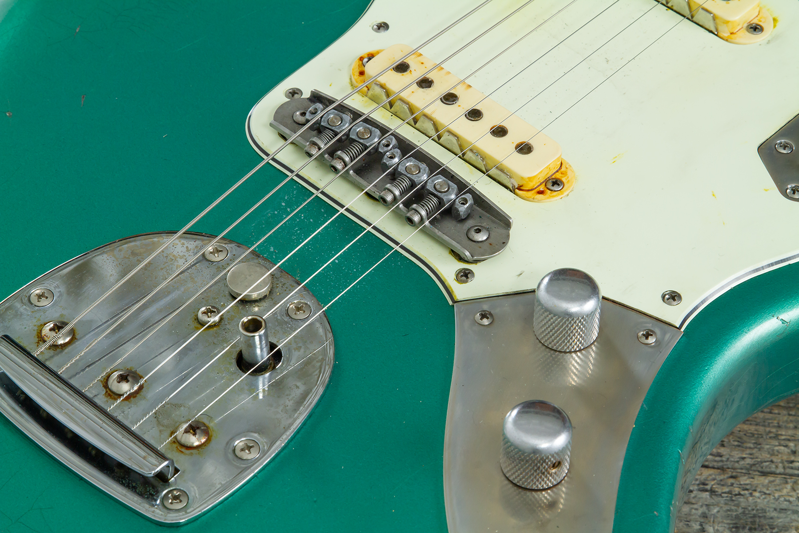 Haar Guitars Trad Jg 2s Amber Trem Rw #43594 - Aged Sherwood Green Metallic - Guitare Électrique RÉtro Rock - Variation 8