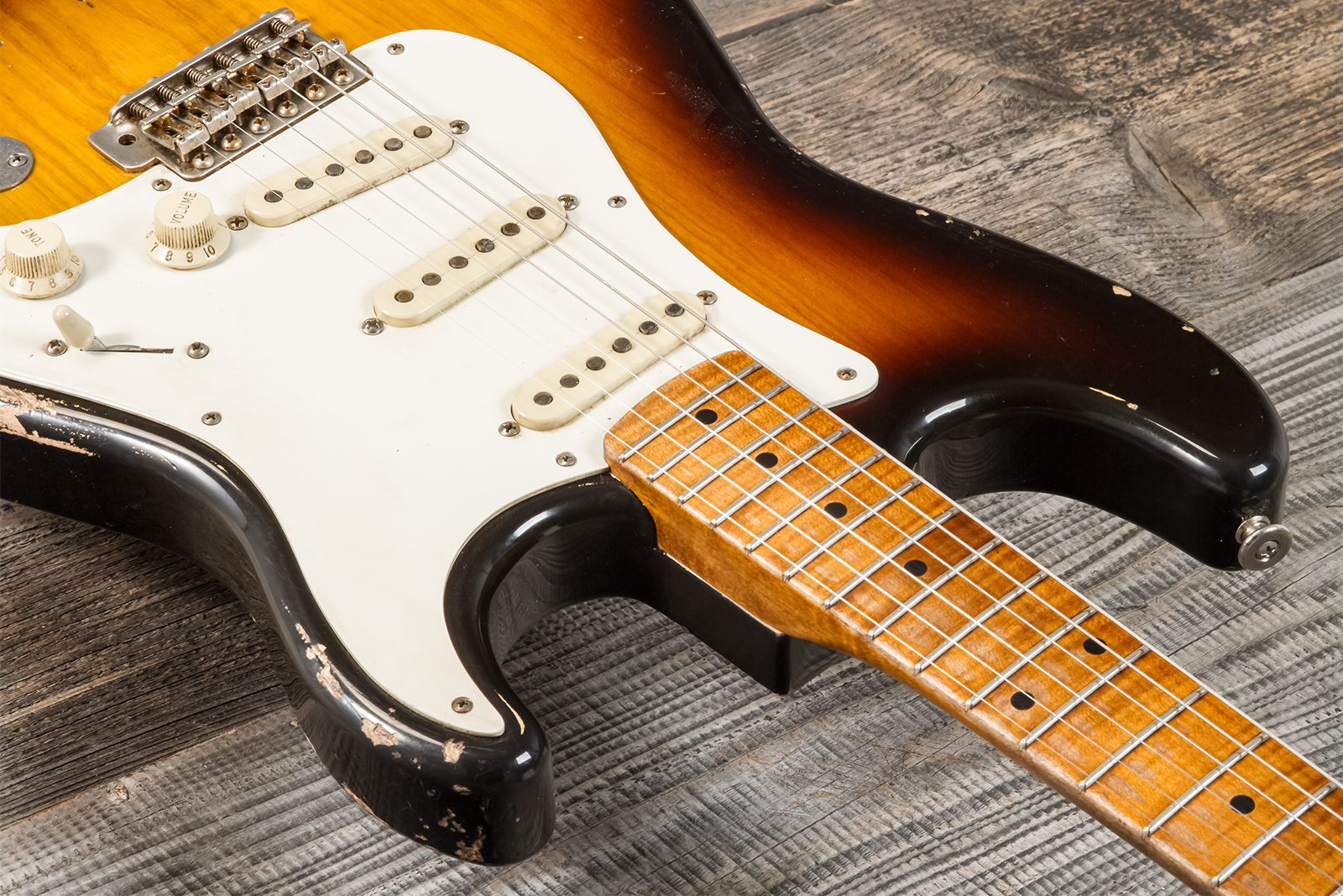 Haar Guitars Trad S 3s Kloppman Trem Mn #42273 - Aged 2-tone Tobacco - Guitare Électrique Forme Str - Variation 4