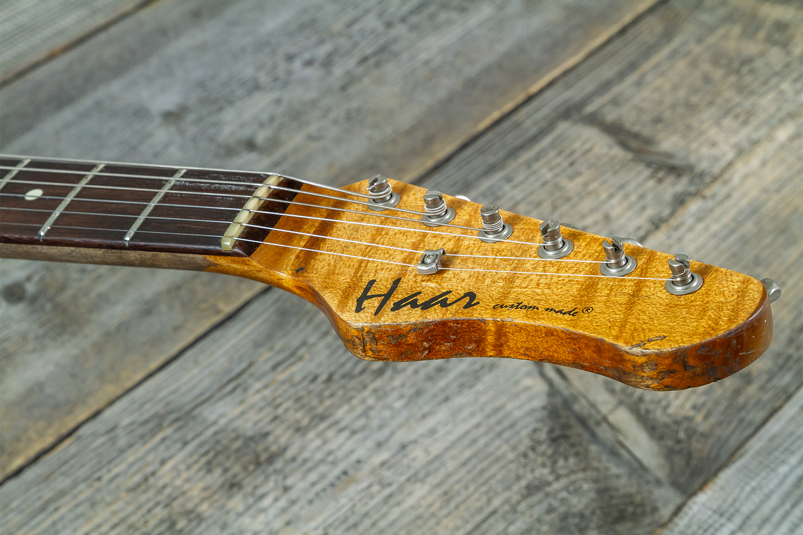 Haar Guitars Trad S 3s Klopppmann Trem Rw #43486 - Aged Fiesta Red - Guitare Électrique Forme Str - Variation 6