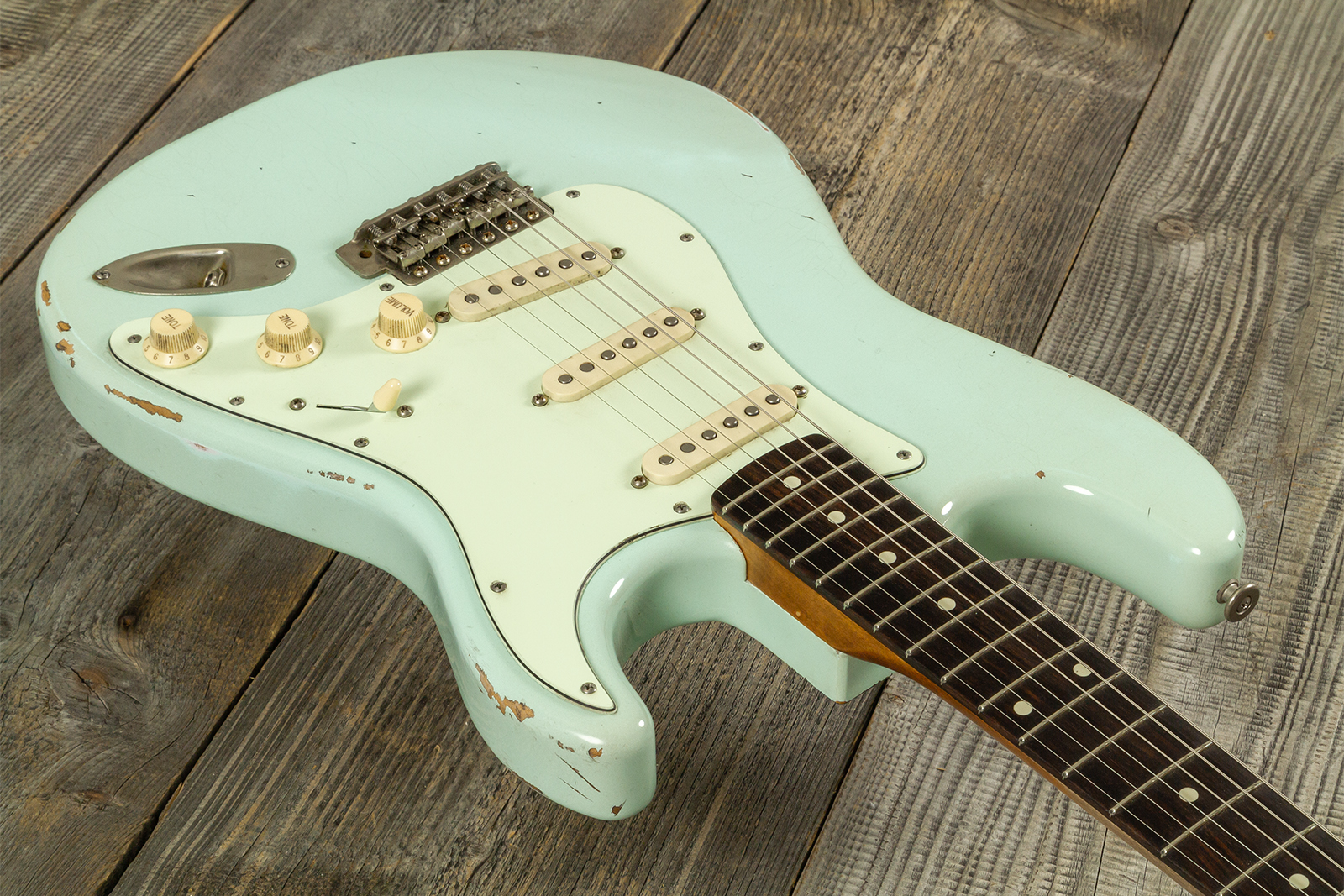 Haar Guitars Trad S 3s Lindy Fralin Trem Rw #43487 - Aged Surf Green - Guitare Électrique Forme Str - Variation 2