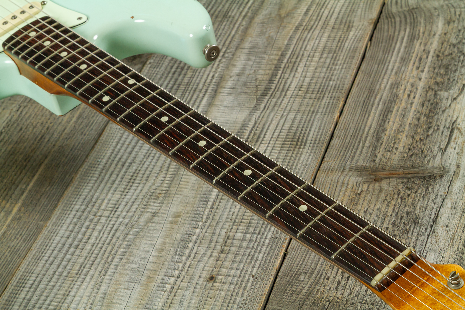 Haar Guitars Trad S 3s Lindy Fralin Trem Rw #43487 - Aged Surf Green - Guitare Électrique Forme Str - Variation 5