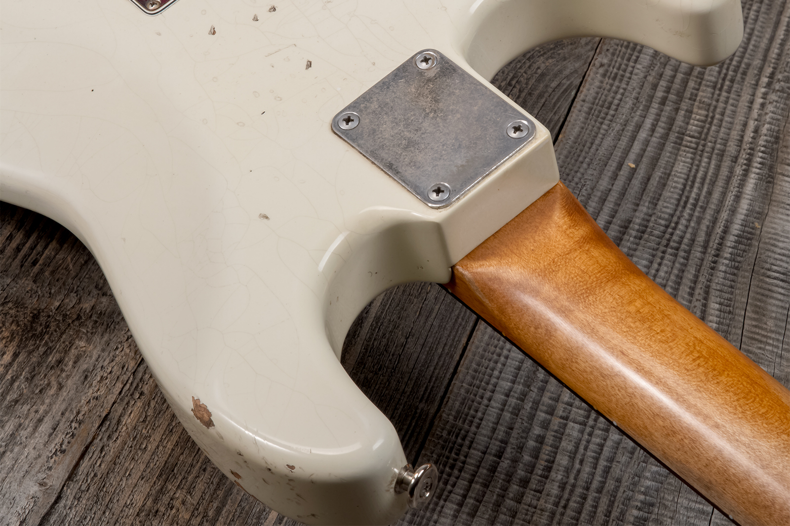 Haar Guitars Trad S Hss Lindy Fralin Trem Rw #42275 - Aged Olympic White - Guitare Électrique Forme Str - Variation 6