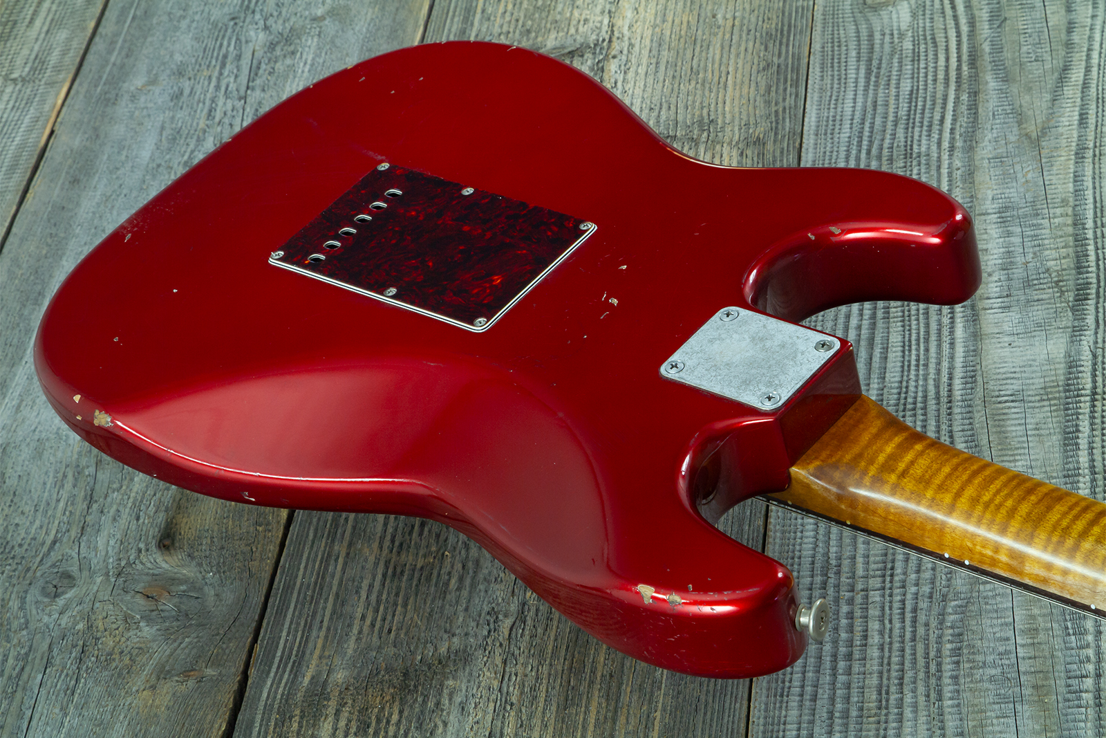 Haar Guitars Trad S Hss Lindy Fralin Trem Rw #43516 - Aged Candy Apple Red - Guitare Électrique Forme Str - Variation 8