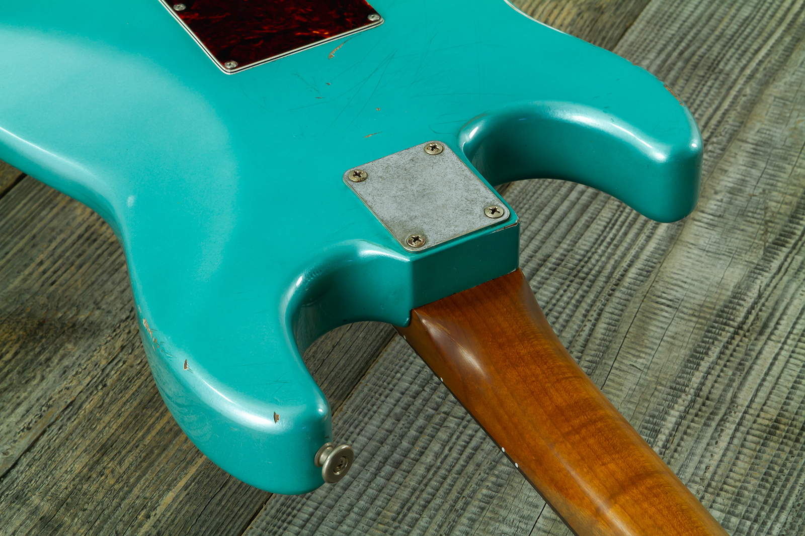 Haar Guitars Trad S Hss Lindy Fralin Trem Rw #43592 - Aged Teal Green Metallic - Guitare Électrique Forme Str - Variation 9