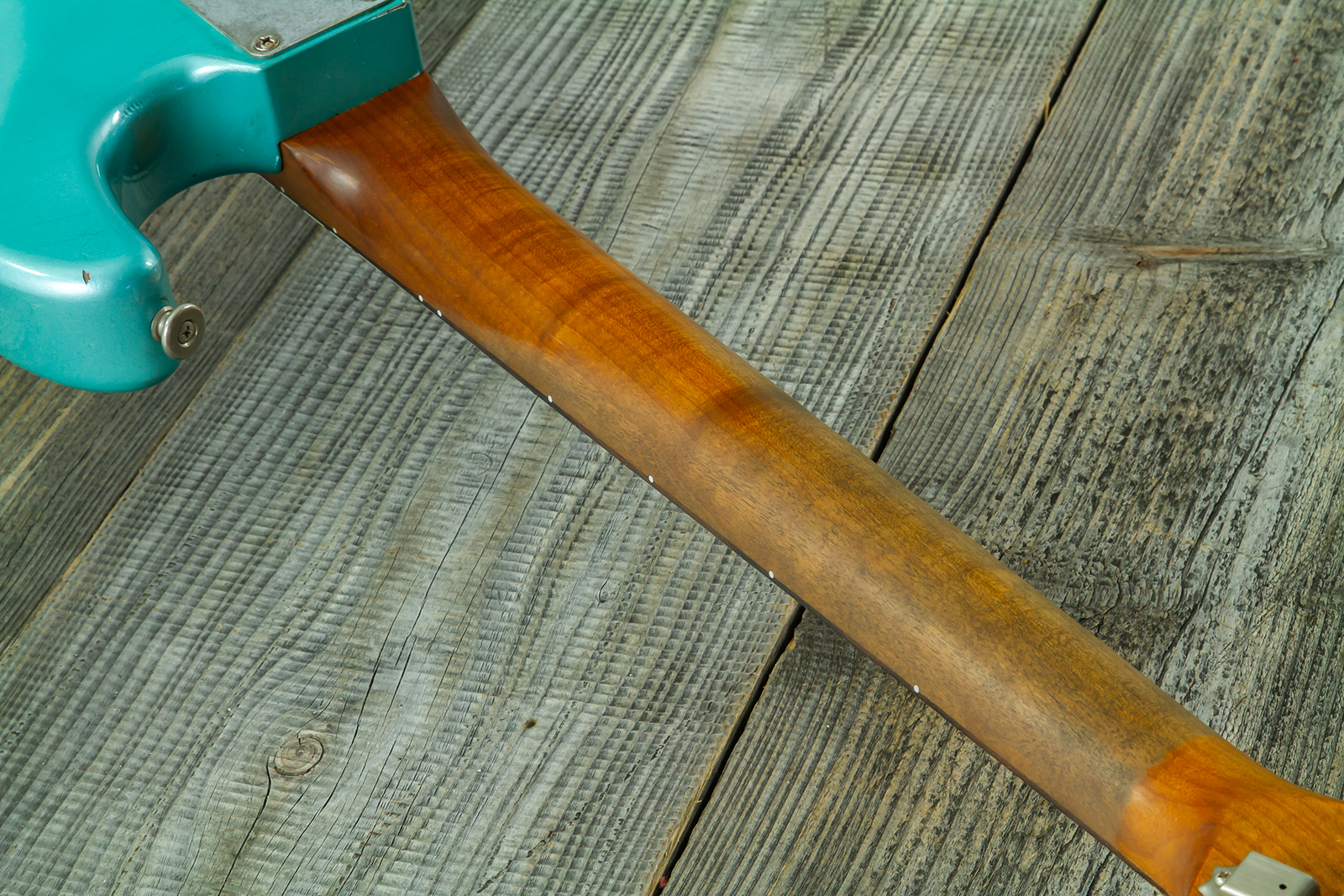 Haar Guitars Trad S Hss Lindy Fralin Trem Rw #43592 - Aged Teal Green Metallic - Guitare Électrique Forme Str - Variation 10