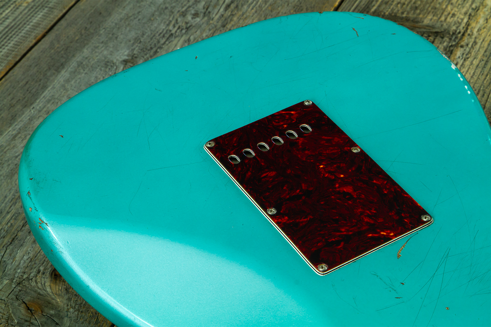 Haar Guitars Trad S Hss Lindy Fralin Trem Rw #43592 - Aged Teal Green Metallic - Guitare Électrique Forme Str - Variation 8