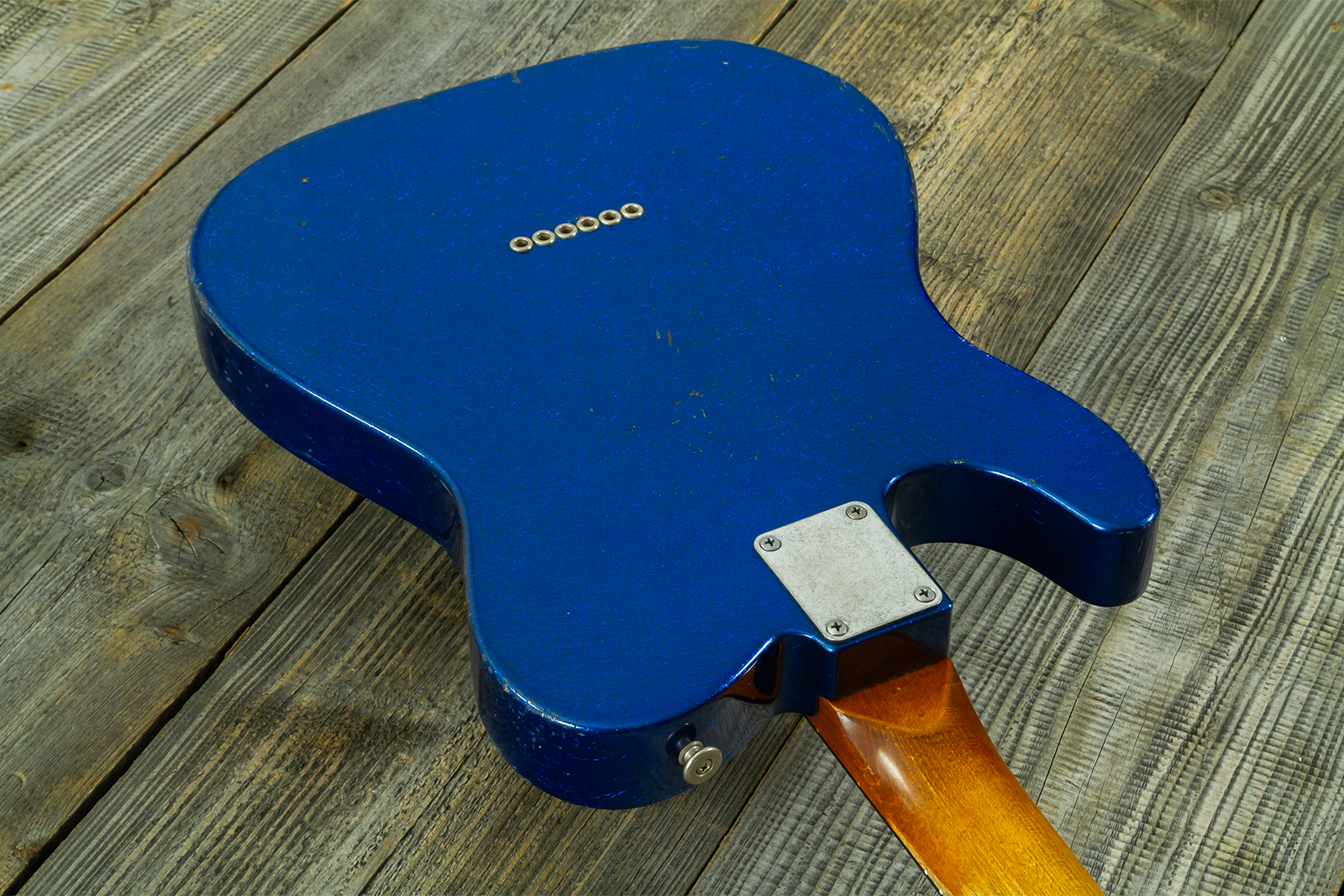 Haar Guitars Trad T 2s Lindy Fralin #43671 - Aged Sparkle Blue - Guitare Électrique Forme Tel - Variation 9