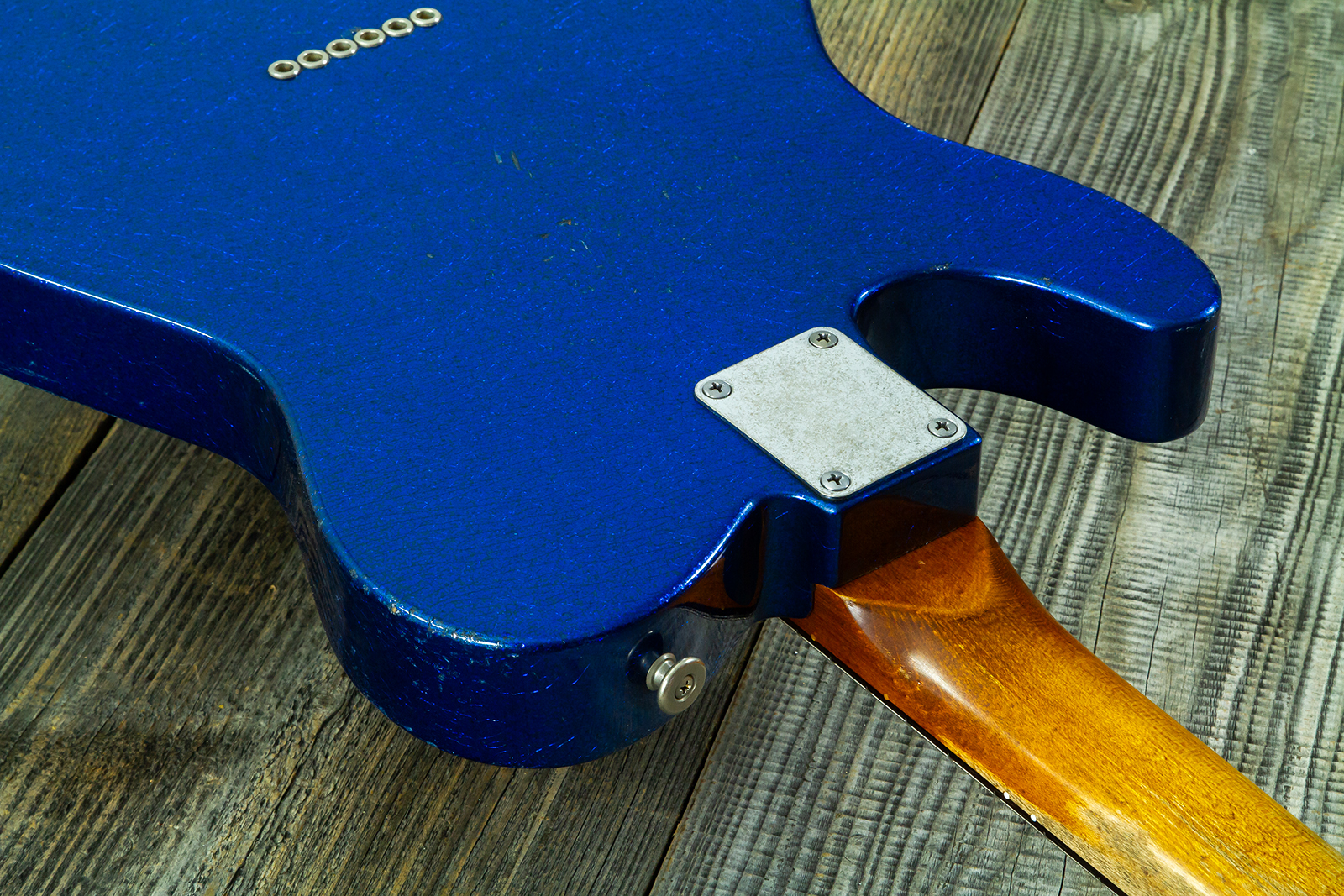 Haar Guitars Trad T 2s Lindy Fralin #43671 - Aged Sparkle Blue - Guitare Électrique Forme Tel - Variation 10