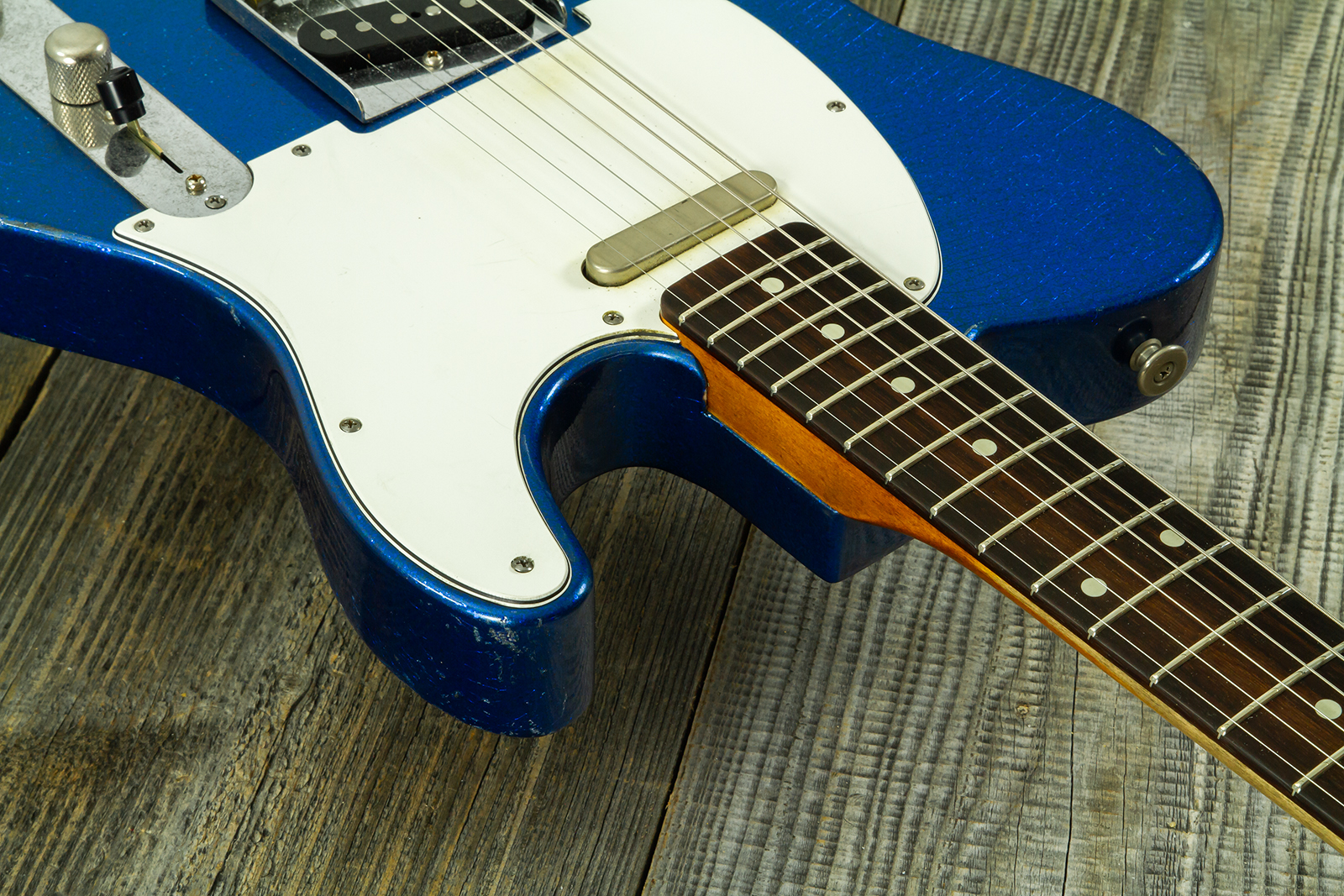 Haar Guitars Trad T 2s Lindy Fralin #43671 - Aged Sparkle Blue - Guitare Électrique Forme Tel - Variation 5