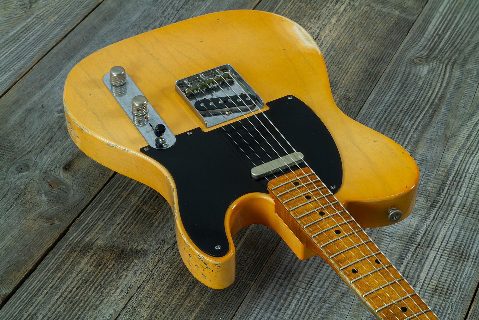 Haar Guitars Trad T 2s Lindy Fralin Mn #43672 - Aged Butterscotch - Guitare Électrique Forme Tel - Variation 2