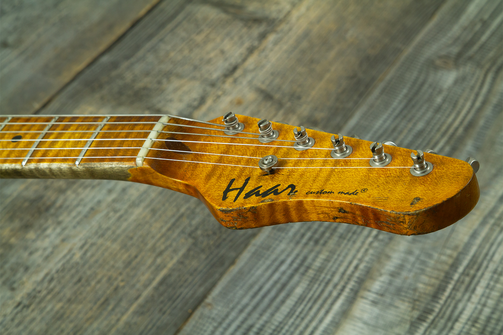Haar Guitars Trad T 2s Lindy Fralin Mn #43672 - Aged Butterscotch - Guitare Électrique Forme Tel - Variation 7