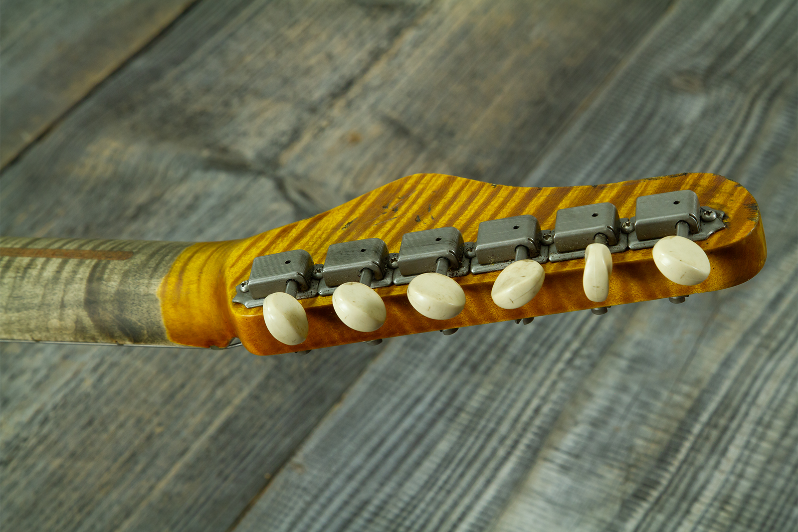 Haar Guitars Trad T  2s Lindy Fralin P90 #43675 - Aged Faded Sonic Blue - Guitare Électrique Forme Tel - Variation 13