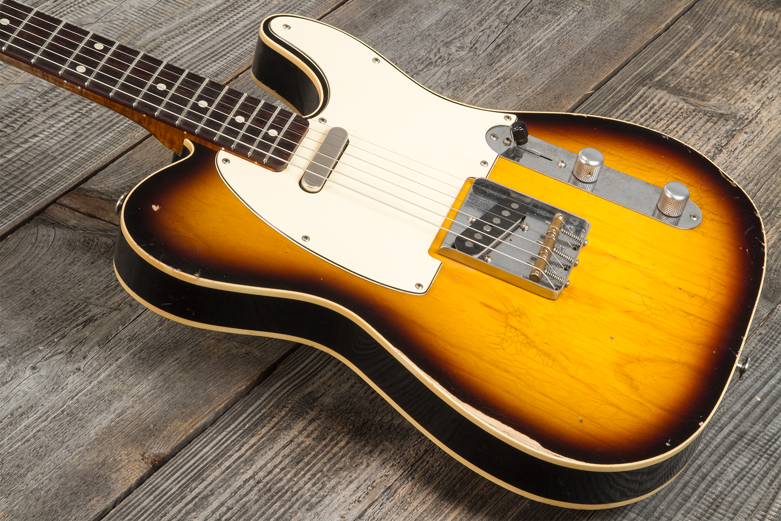 Haar Guitars Trad T Custom 2s Lindy Fralin Ht Rw #42267 - Aged 2-tone Tobacco - Guitare Électrique Forme Tel - Variation 2