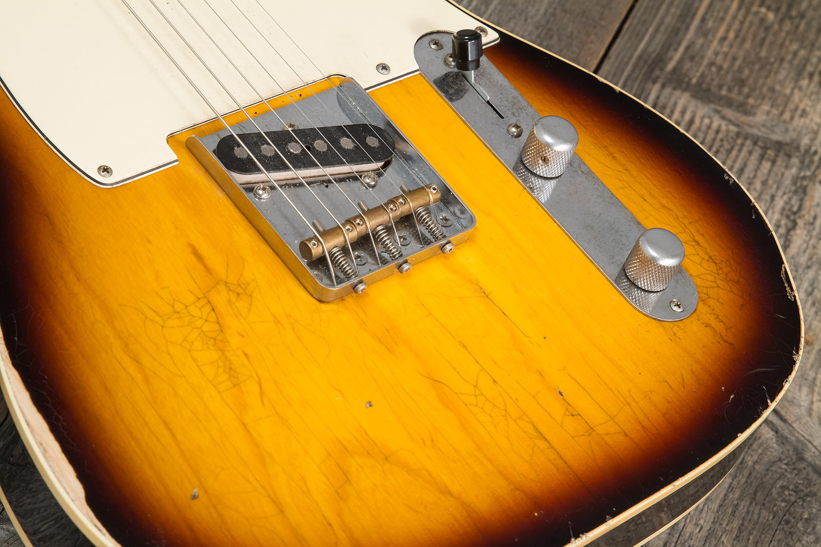 Haar Guitars Trad T Custom 2s Lindy Fralin Ht Rw #42267 - Aged 2-tone Tobacco - Guitare Électrique Forme Tel - Variation 3