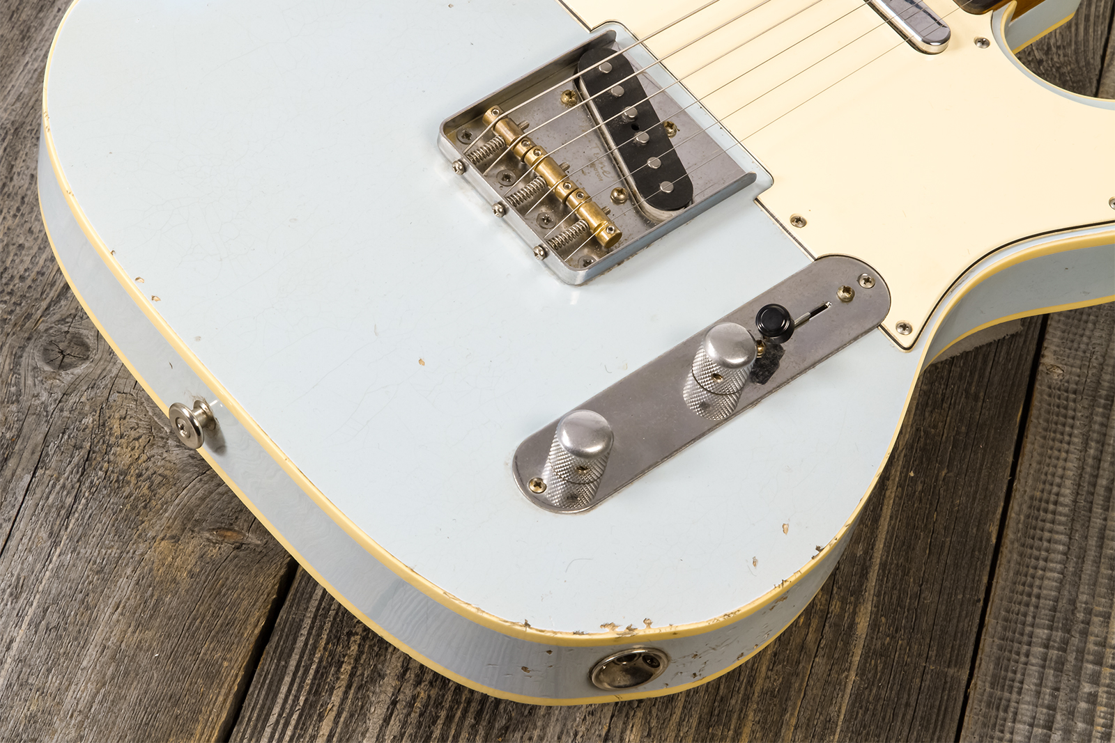 Haar Guitars Trad T Custom 2s Lindy Fralin Ht Rw #42268 - Aged Sonic Blue - Guitare Électrique Forme Tel - Variation 4