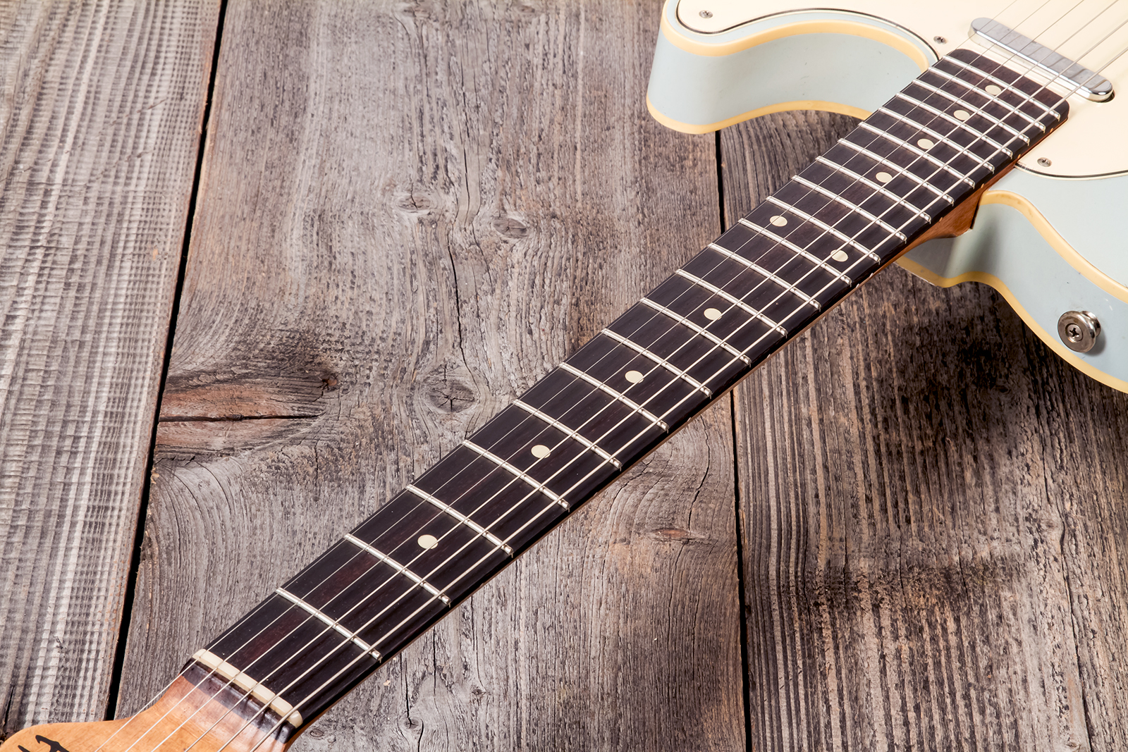 Haar Guitars Trad T Custom 2s Lindy Fralin Ht Rw #42268 - Aged Sonic Blue - Guitare Électrique Forme Tel - Variation 5