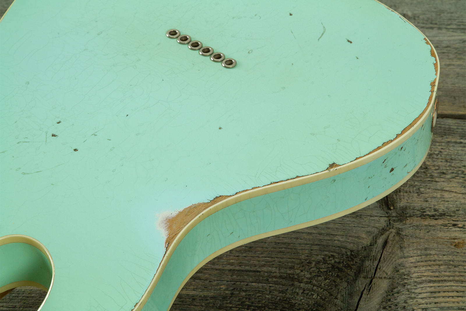 Haar Guitars Trad T Custom 2s Lindy Fralin Mn #43669 - Aged Surf Green - Guitare Électrique Forme Tel - Variation 9