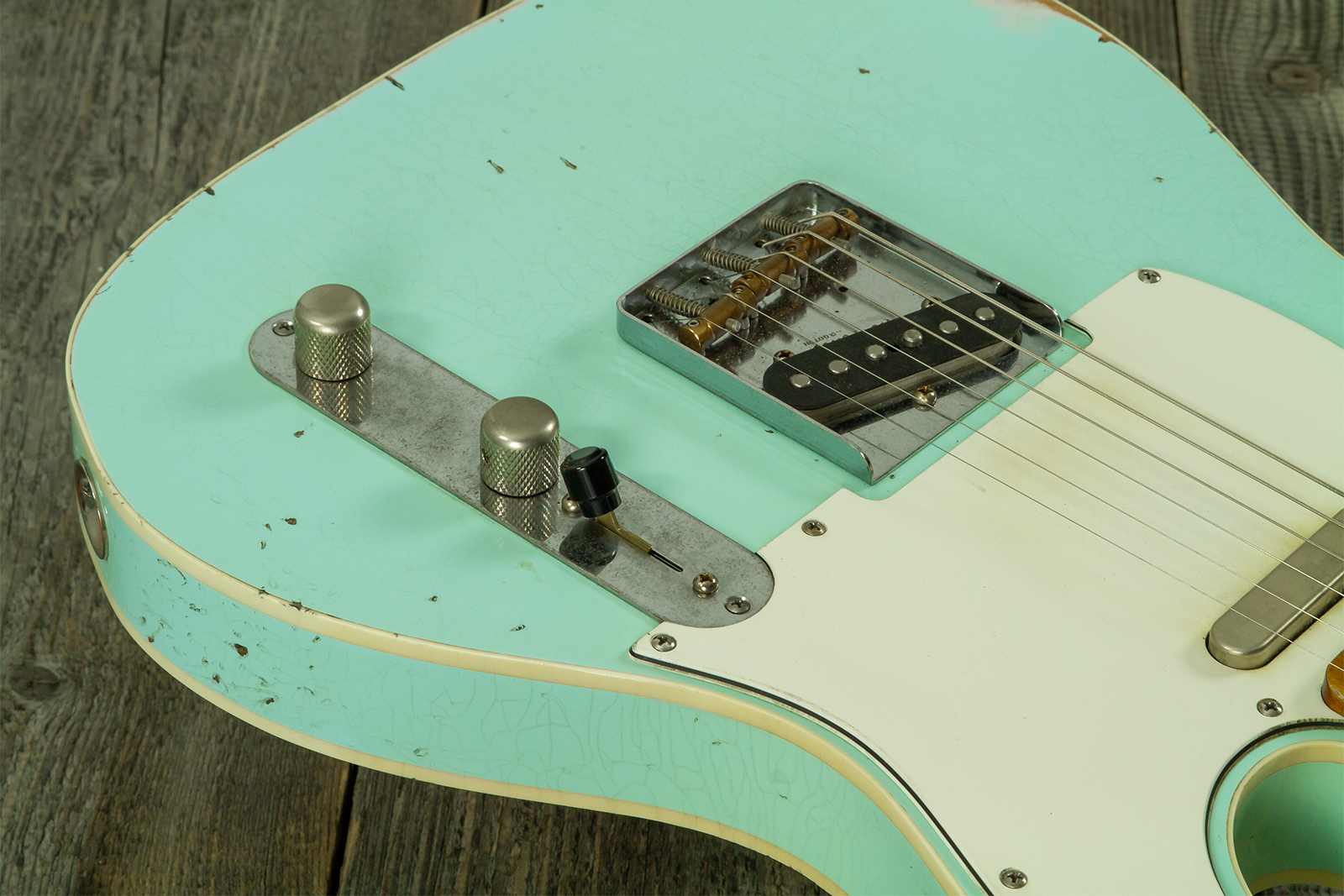 Haar Guitars Trad T Custom 2s Lindy Fralin Mn #43669 - Aged Surf Green - Guitare Électrique Forme Tel - Variation 3