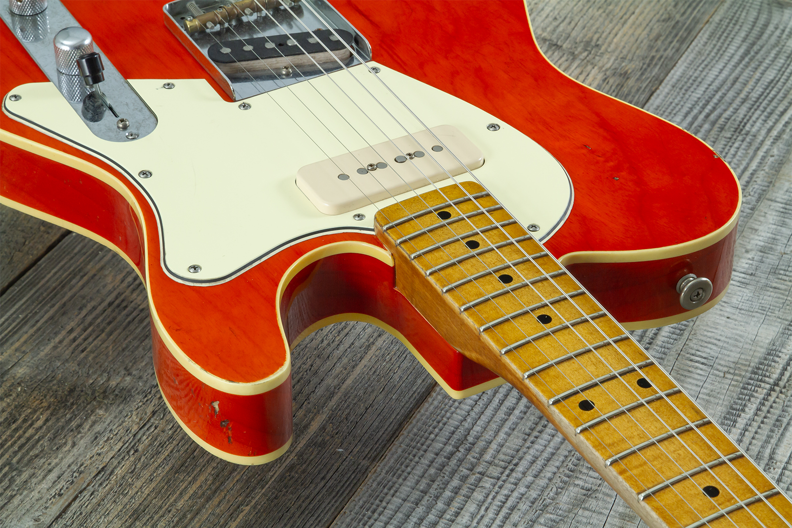 Haar Guitars Trad T Custom 2s P90 Lindy Fralin Mn Ht #43488 - Orange See Through - Guitare Électrique Forme Tel - Variation 7