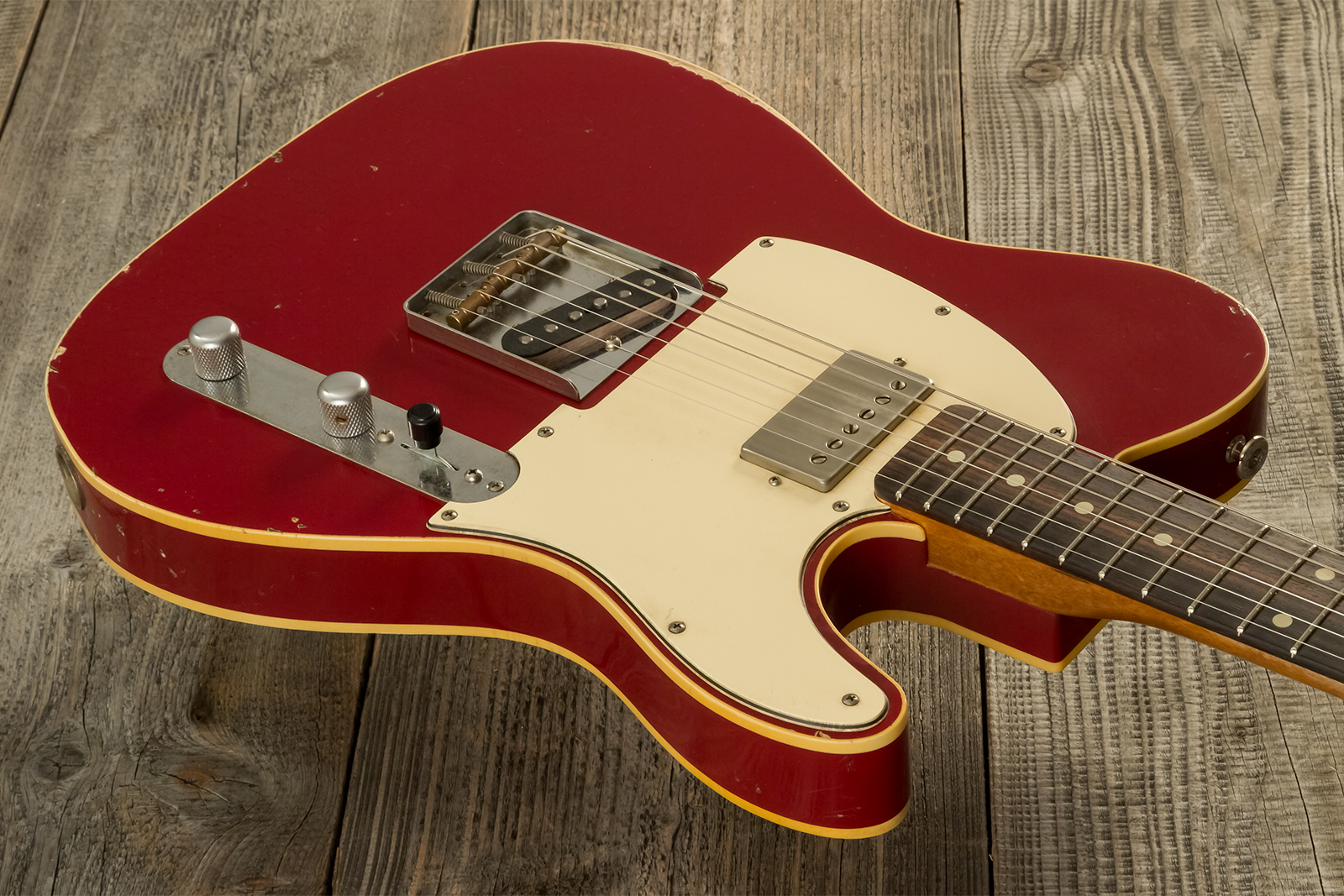 Haar Guitars Trad T Custom Sh Lindy Fralin Ht Rw #42271 - Aged Burgundy - Guitare Électrique Forme Tel - Variation 2