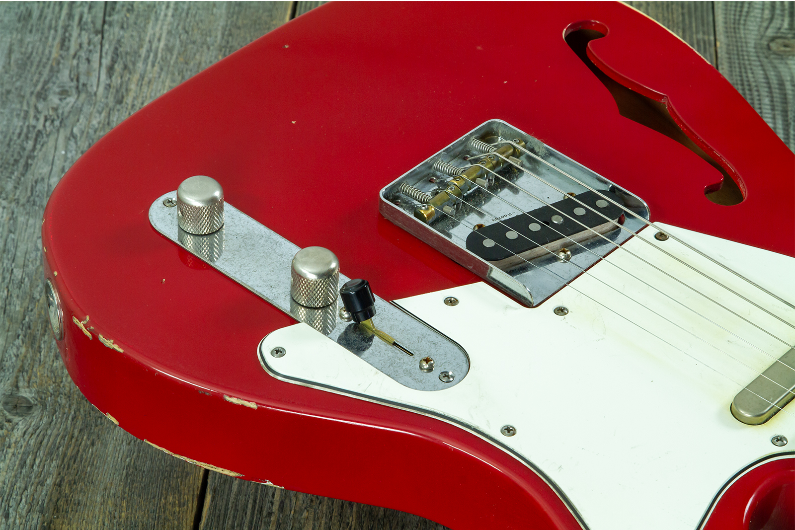 Haar Guitars Trad T Thinline 2s Lindy Fralin Rw #43661 - Aged Old Red - Guitare Électrique Forme Tel - Variation 5