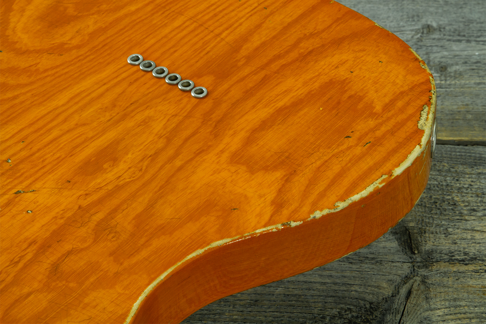 Haar Guitars Trad T Thinline 2s Lindy Fralin Rw #43673 - Aged Orange See Through - Guitare Électrique Forme Tel - Variation 10