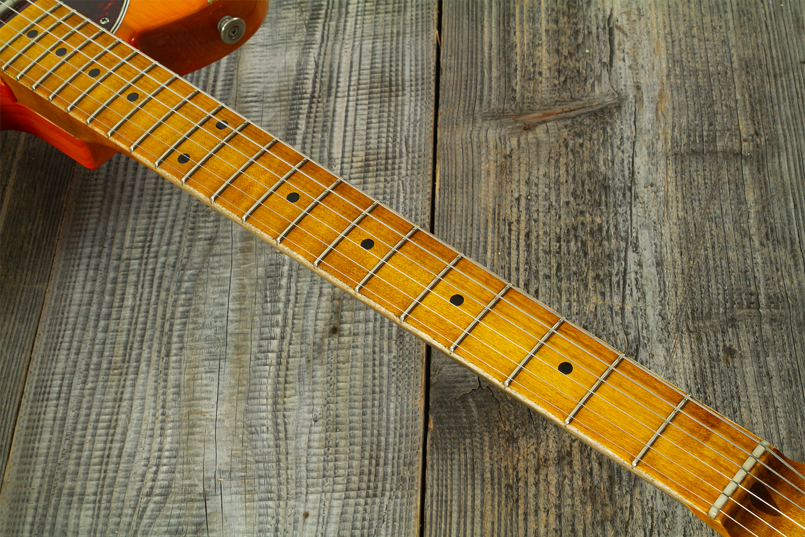 Haar Guitars Trad T Thinline Sh Tv Jones / Lindy Fralin Mn #43674 - Aged Orange See Through - Guitare Électrique Forme Tel - Variation 6
