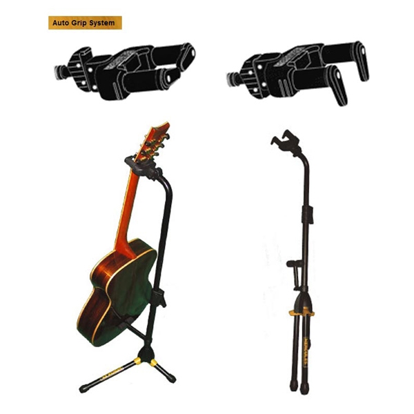 Hercules Stand Gs412b Floor Autogrip Guitare Ou Basse Avec Barre De Soutien - Stand & Support Guitare & Basse - Variation 1