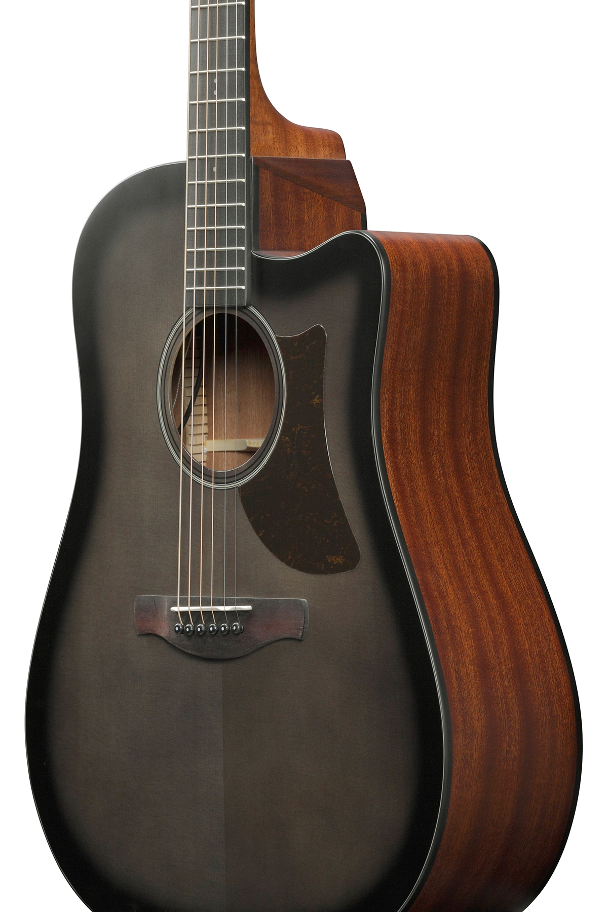 Ibanez Aad50ce Tcb Advanced Dreadnought Cw Epicea Sapele Pur - Transparent Charcoal Burst Low Gloss - Guitare Electro Acoustique - Variation 2