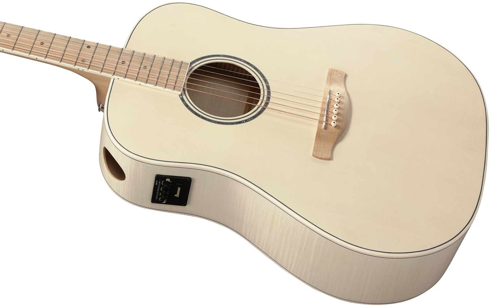Ibanez Aad77m1e Oaw Advanced Dreadnought Cw Epicea Erable Mn - Open Pore Antique White - Guitare Folk - Variation 2