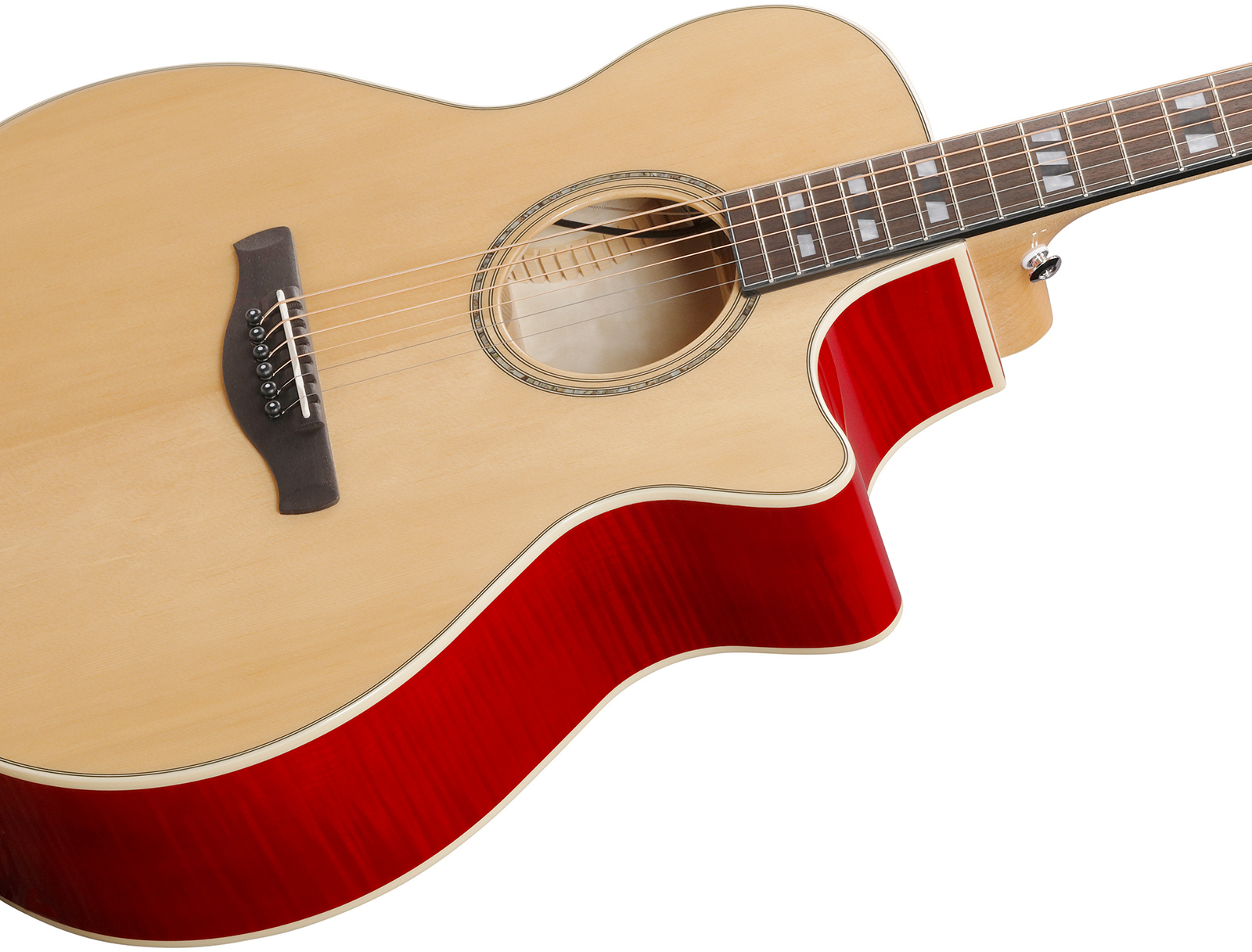 Ibanez Ae170 Ntr Concert Thinline Cw Epicea Erable Ova - Natural Top, Transparent Red Back - Guitare Folk - Variation 3