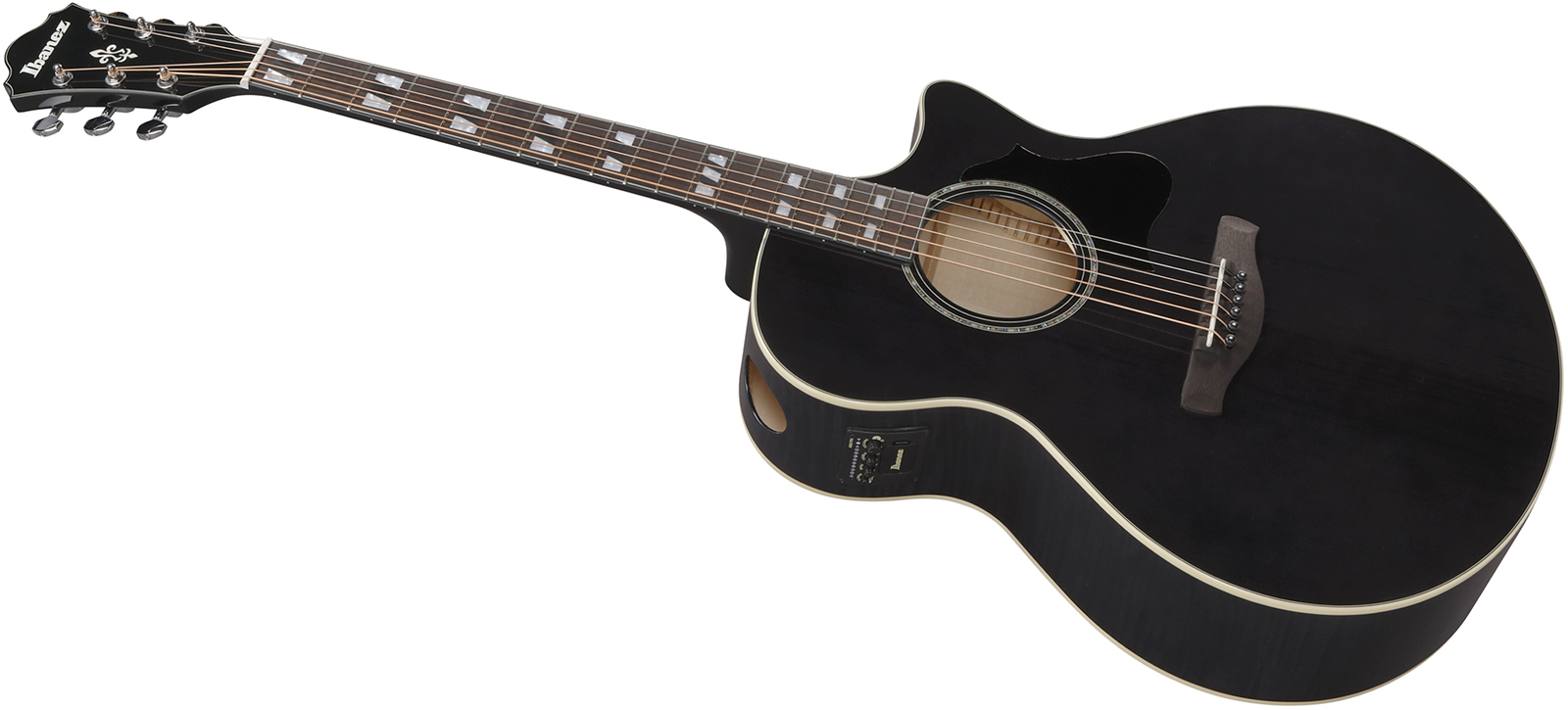 Ibanez Ae170 Tbk Concert Thinline Cw Epicea Erable Ova - Transparent Black - Guitare Folk - Variation 2