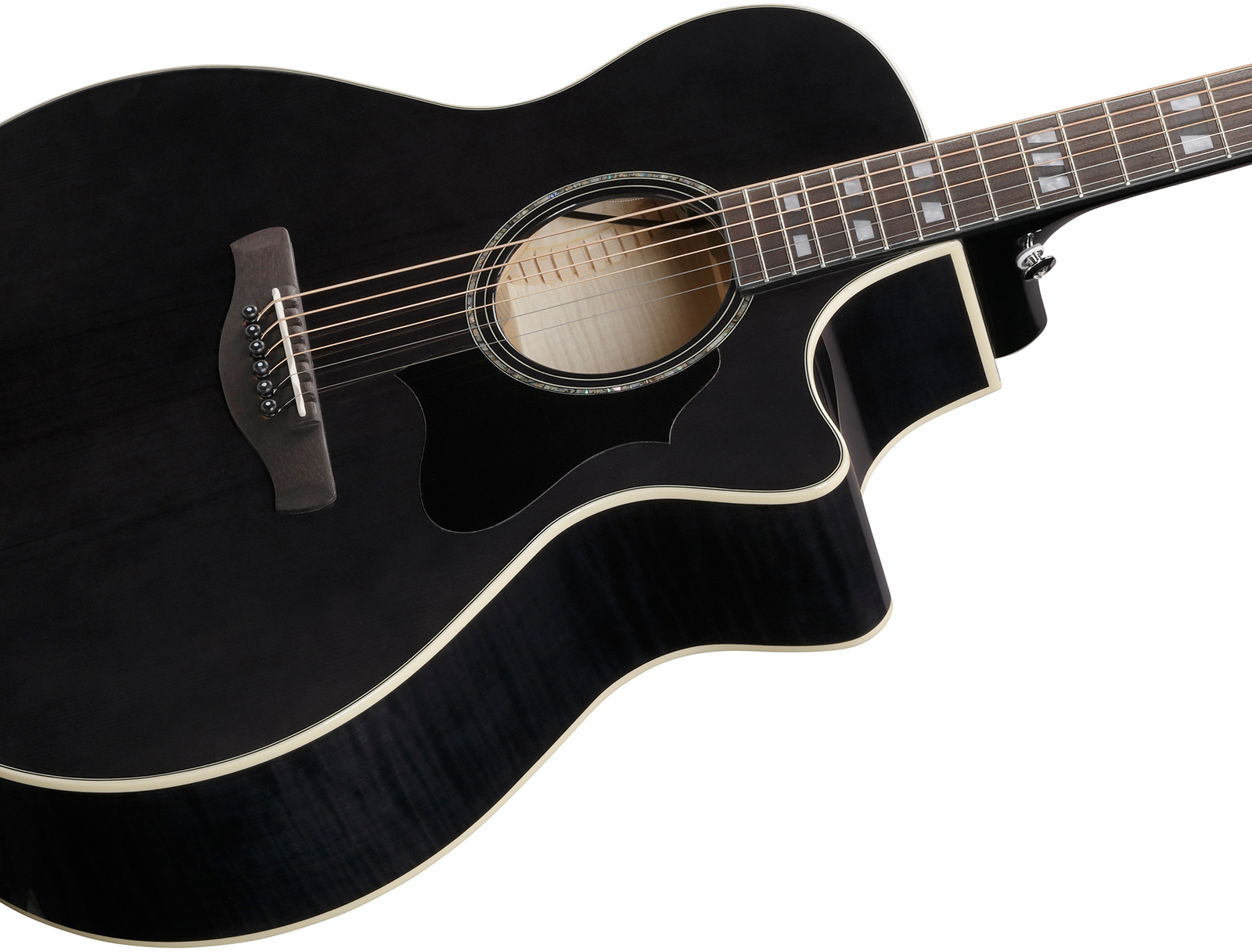Ibanez Ae170 Tbk Concert Thinline Cw Epicea Erable Ova - Transparent Black - Guitare Folk - Variation 3