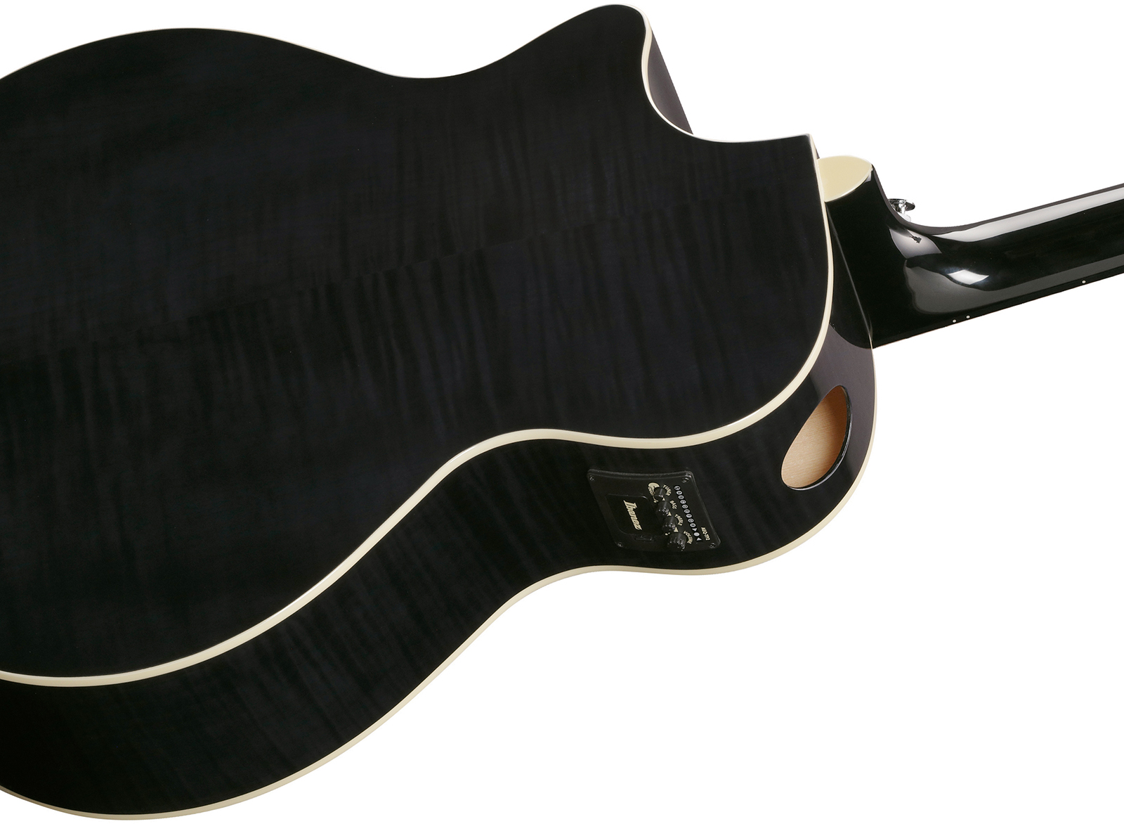 Ibanez Ae170 Tbk Concert Thinline Cw Epicea Erable Ova - Transparent Black - Guitare Folk - Variation 5