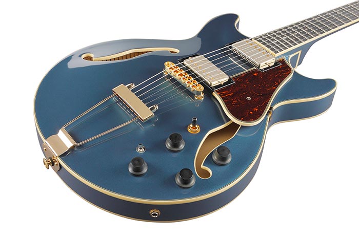 Ibanez Amh90 Pbm Artcore Expressionist 2h Ht Eb - Prussian Blue Metallic - Guitare Électrique 3/4 Caisse & Jazz - Variation 2