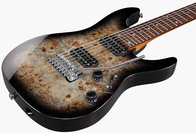 Ibanez Az427p1pb Ckb Premium 7c Hh Seymour Duncan Trem Rw - Charcoal Black Burst - Guitare Électrique 7 Cordes - Variation 2