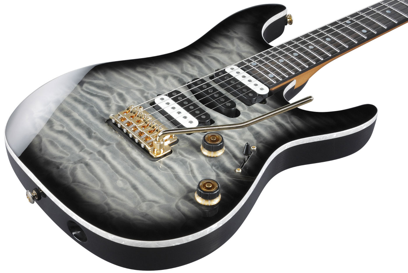 Ibanez Az47p1qm Bib Premium Hsh Di Marzio Trem Eb - Black Ice Burst - Guitare Électrique Forme Str - Variation 1