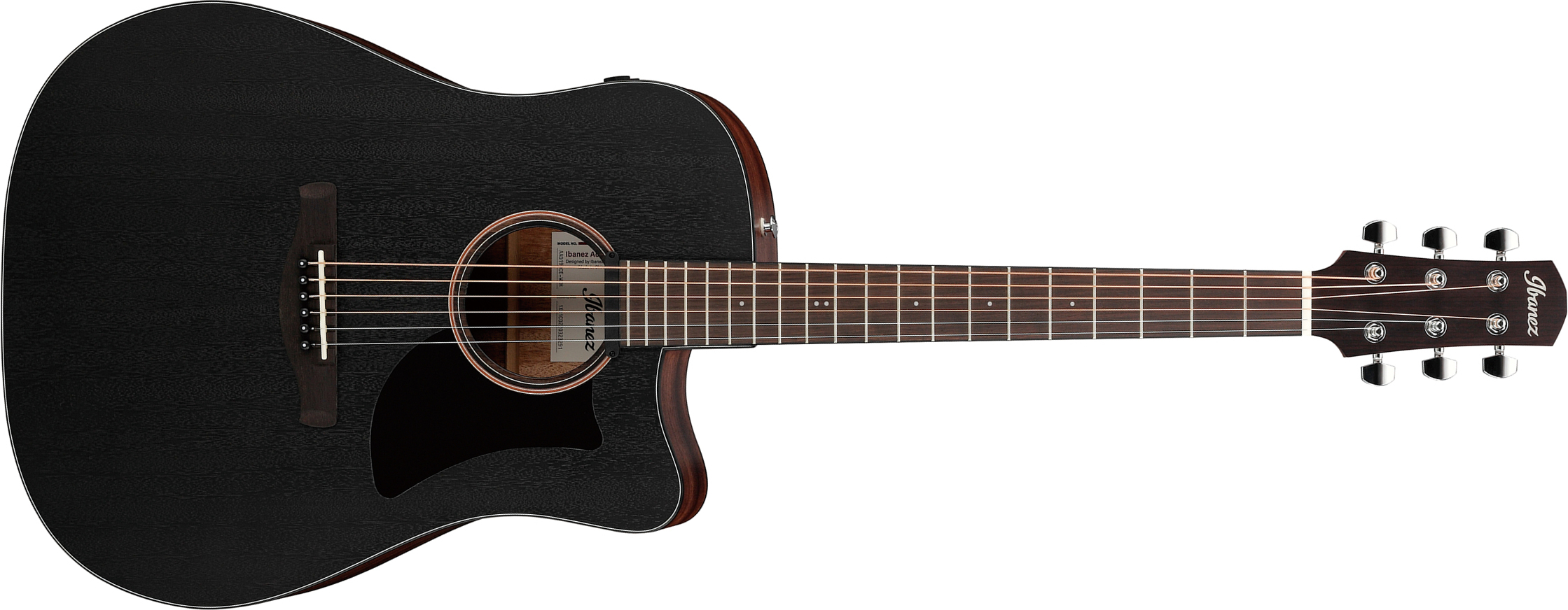 Ibanez Aad190ce Wkh Advanced Dreadnought Cw Tout Okoume Ova - Weathered Black Open Pore - Guitare Electro Acoustique - Main picture